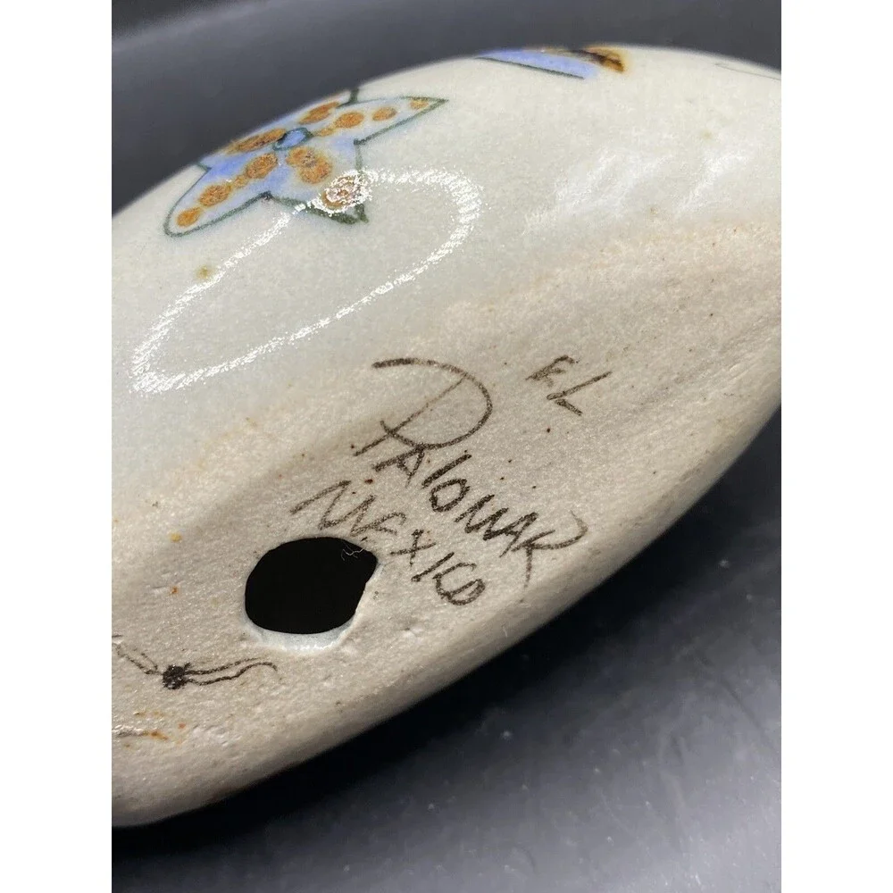 Mexican Art Pottery Ceramic Fish Signed 7” x 3.5” Tonala